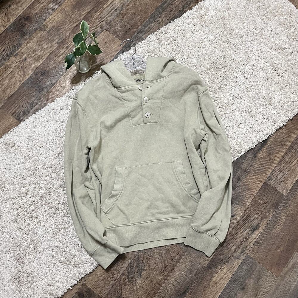Madewell Men’s Size Small Sunfaded Sage Cotton-Hemp Henley Hoodie